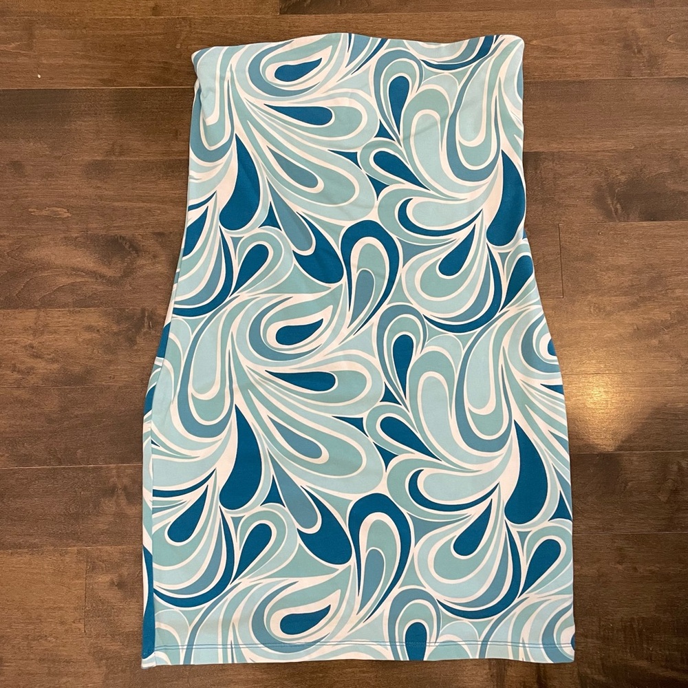 Garage Strapless Blue Mini Dress